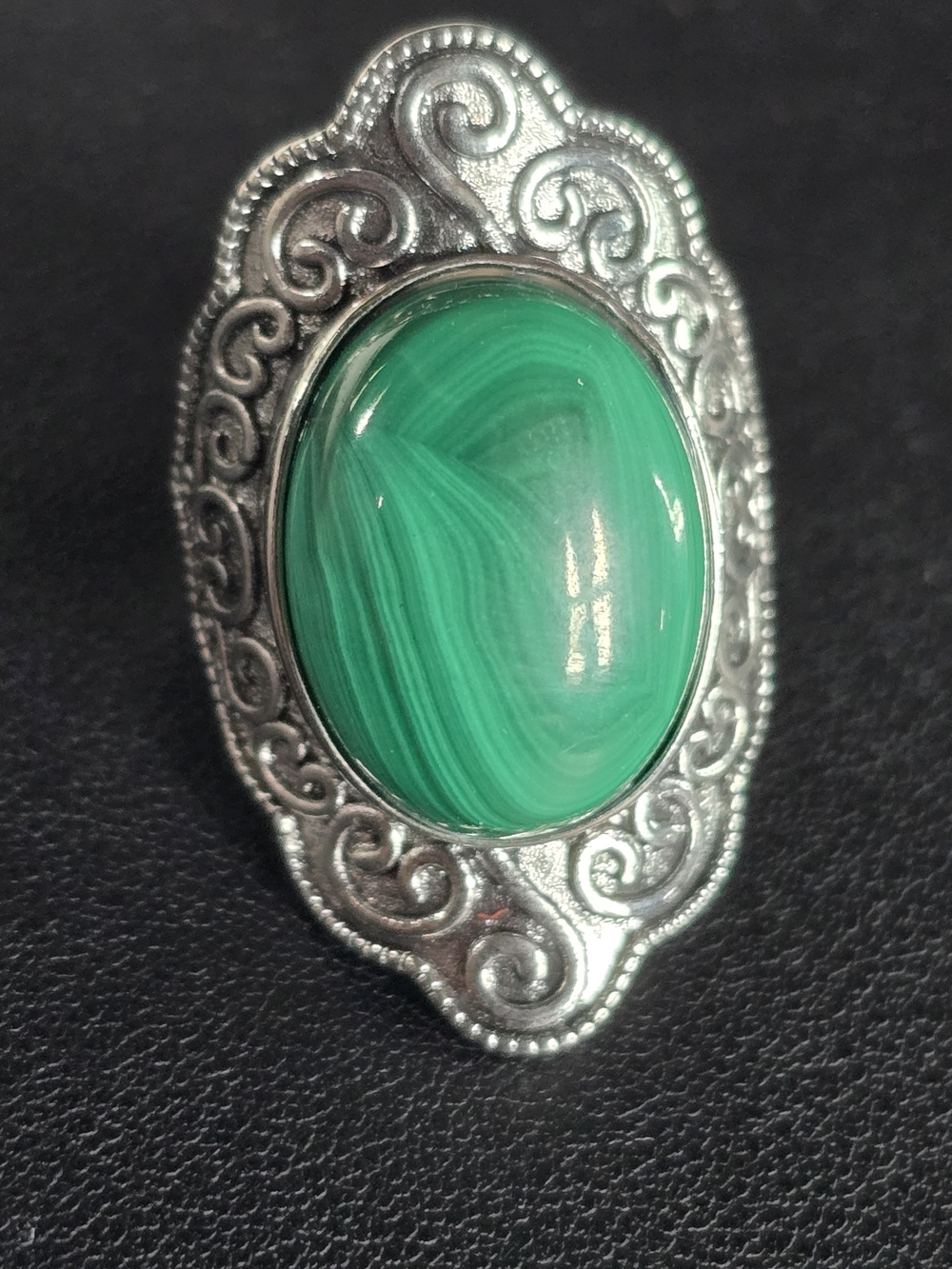 Copper Malachite Adjustable Ring